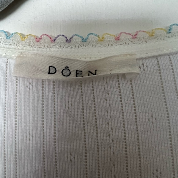 Doen White Ribbed Henley Top - Picture 3 of 5